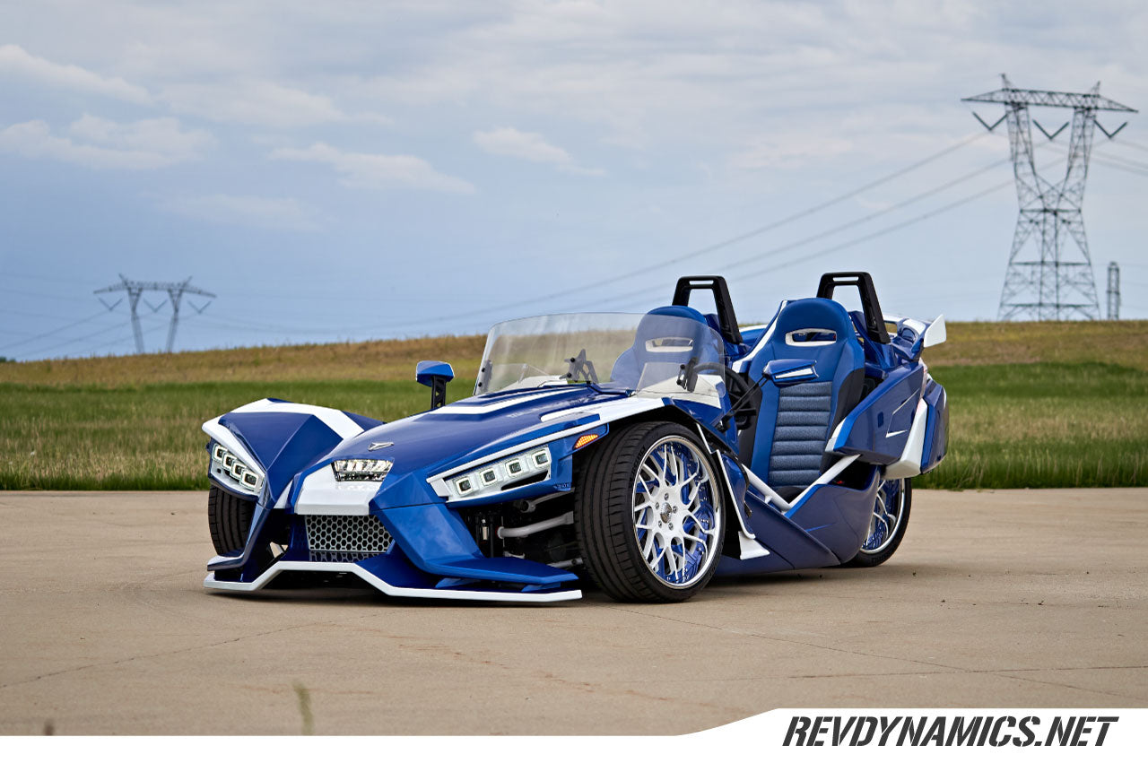 2016 Polaris Slingshot SL Blue Fire and White with Air Suspension, Custom Wheels and Bugatti style headlights