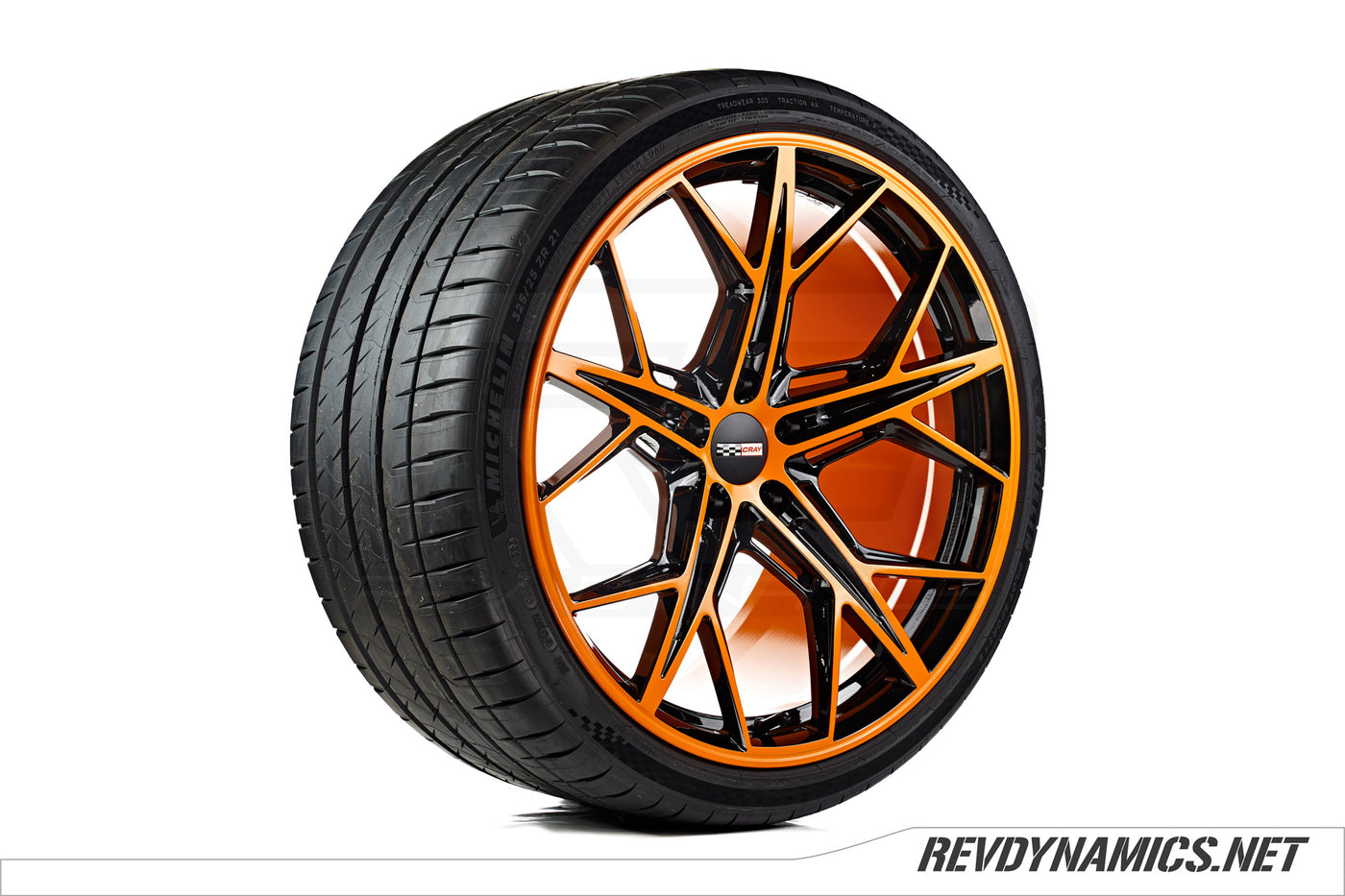 Cray Hammerhead 21" Rim Powdercoated Amplify Orange and Black Corvette C8 colors 
