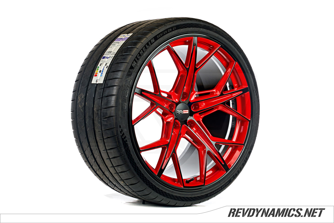 Cray Hammerhead 21" Rim Powdercoated Torch Red and Black Corvette C8 colors 