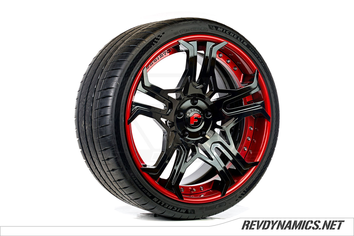 Forgiato C8-ECL 21" Rim Powdercoated Sunset Red and Black Corvette C8 colors 