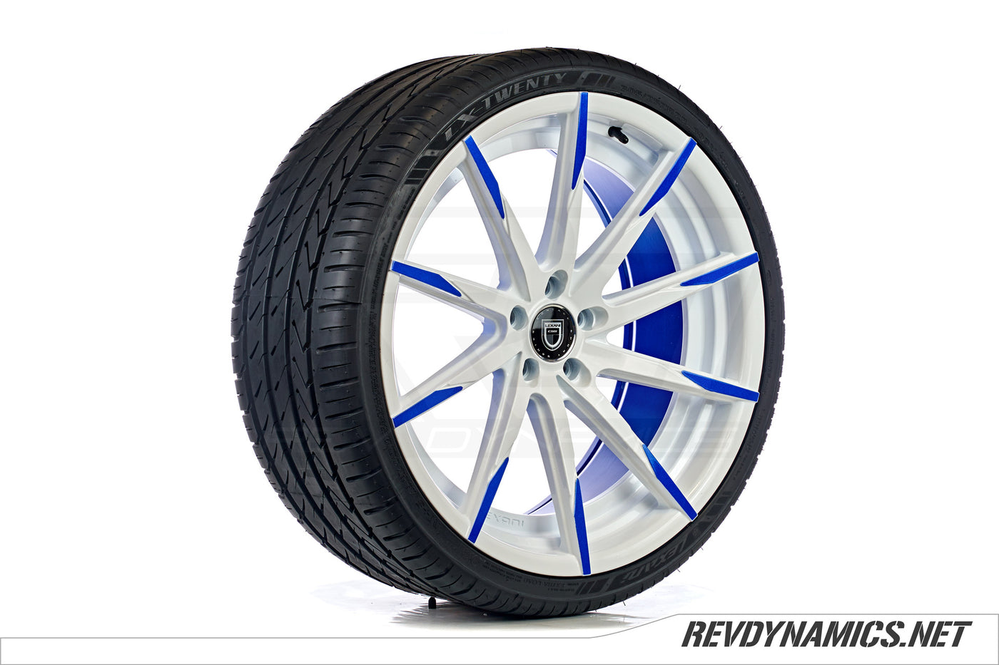 Lexani CSS-15 22" Rim Powdercoated White and Stealth Blue Polaris Slingshot colors 