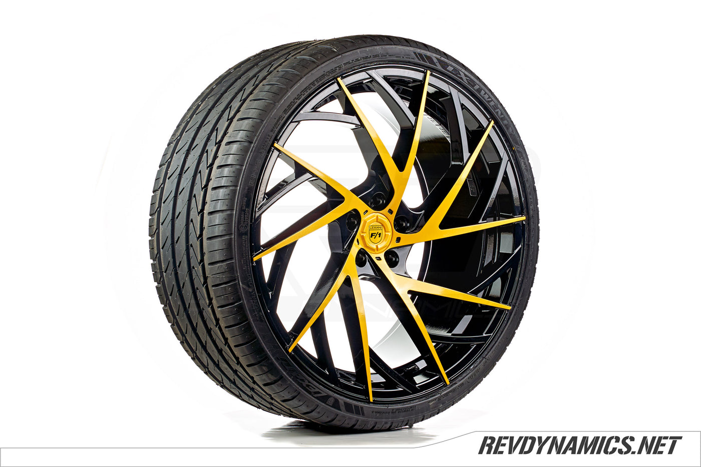 Lexani Mugello 22" Rim Powdercoated Daytona Yellow and Black Polaris Slingshot colors 