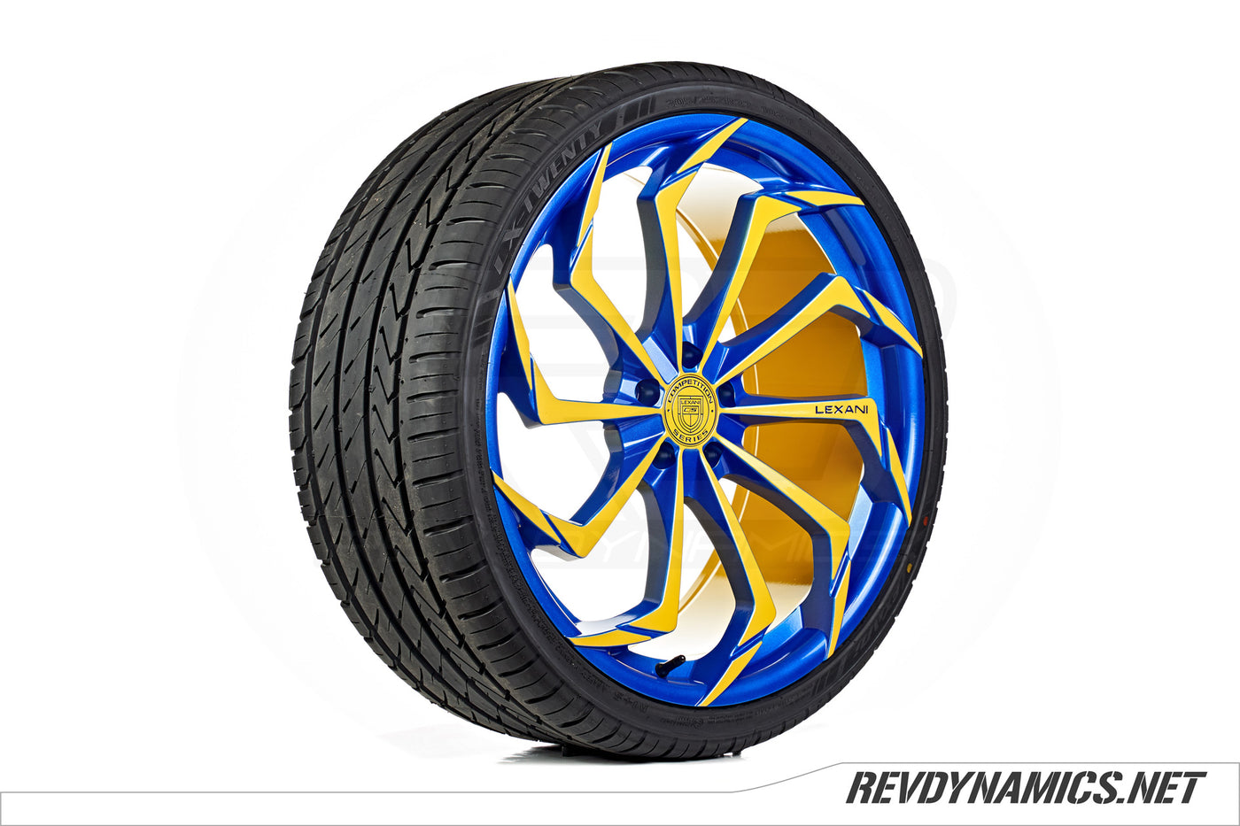 Lexani Static 22" Rim Powdercoated Daytona Yellow and Stealth Blue Polaris Slingshot colors 