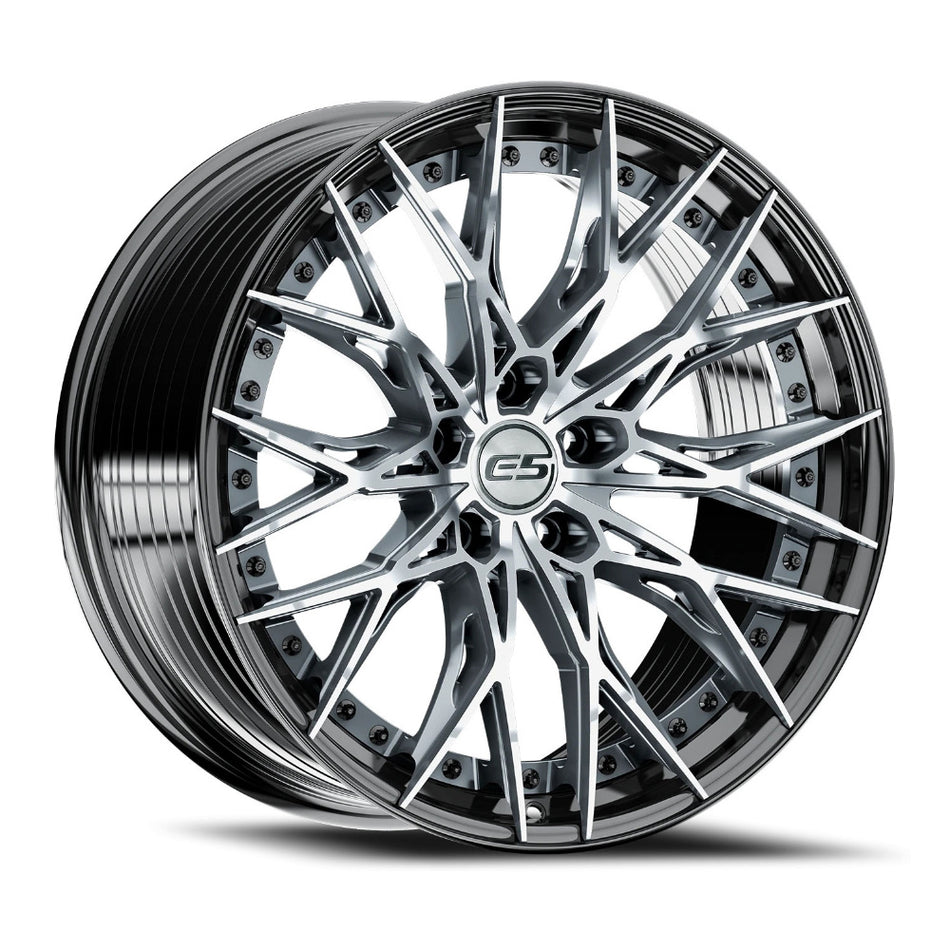 E5 Sebring 2P C8 Corvette Z06 20x10" Front 21x13" Rear Wheel and Tire Package - Titanium w/Gloss Black Lip