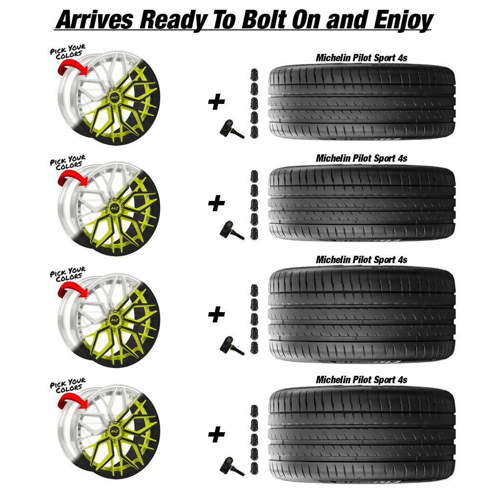 C8 Z06 E-Ray ALT Forged DL20 2pc 20in wheel and Michelin Pilot Sport 4S ZP tire package
