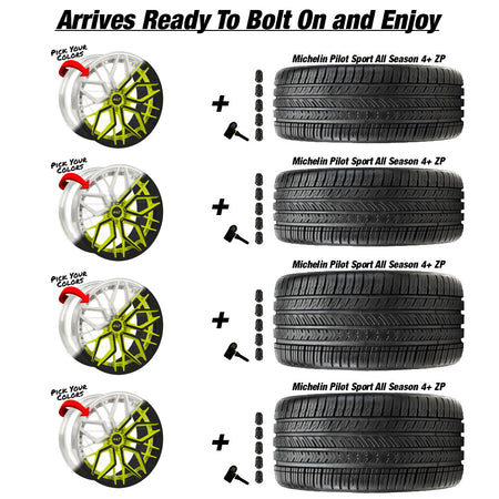 C8 Z06 E-Ray ALT Forged DL20 2pc 20in wheel and Michelin Pilot Sport All Season 4 ZP tire package