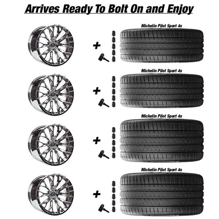 C8 Z06 E-Ray Lexani Aries Chrome 20in wheel and Michelin Pilot Sport 4S ZP tire package