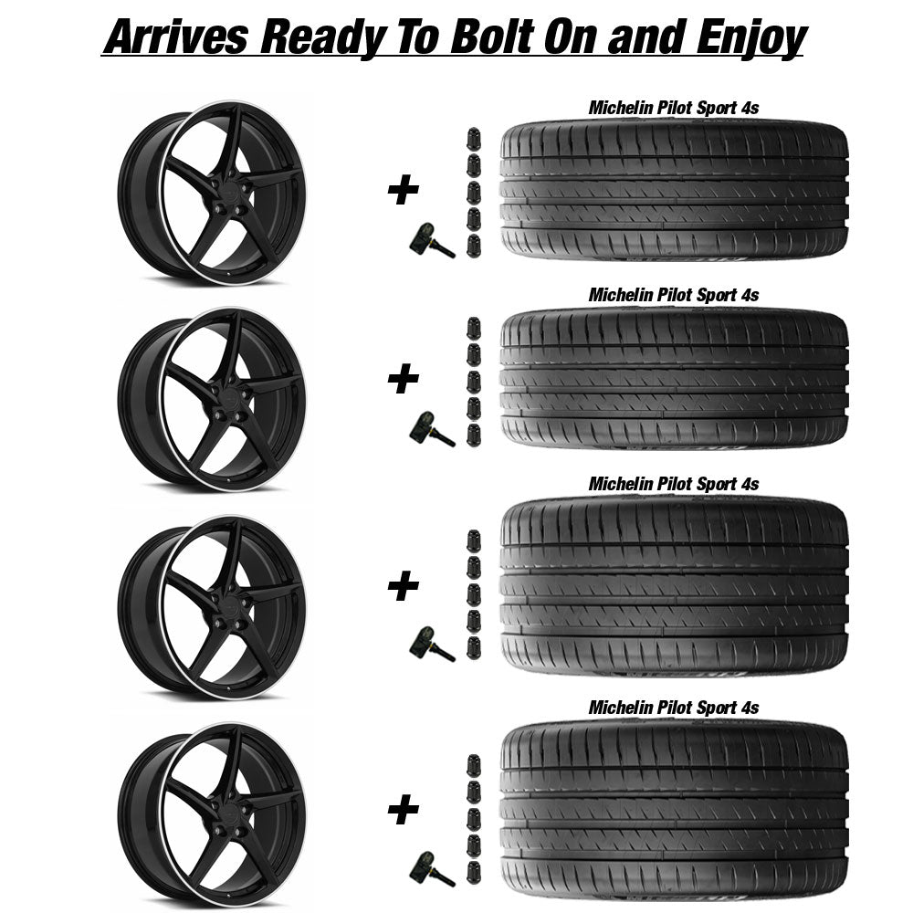 C8 Z06 E-Ray MRR F25 Gloss Black 20in wheel and Michelin Pilot Sport 4S ZP tire package