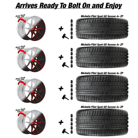 C8 Z06 E-Ray Renzo Forgedlite LC6 Custom Finish 20in wheel and Michelin Pilot Sport All Season 4 ZP tire package