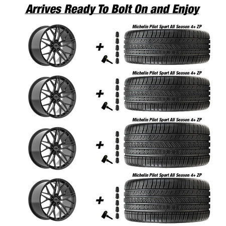 C8 Z06 E-Ray Renzo Forgedlite MC10 Gloss Black 20in wheel and Michelin Pilot Sport All Season 4 ZP tire package