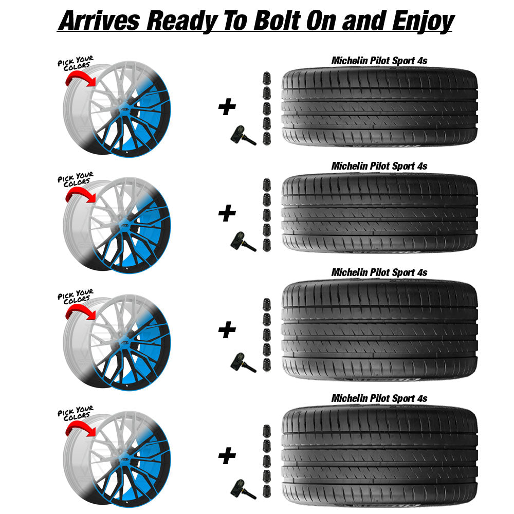 C8 Z06 E-Ray Renzo Forgedlite MC11 Custom Finish 20in wheel and Michelin Pilot Sport 4S ZP tire package