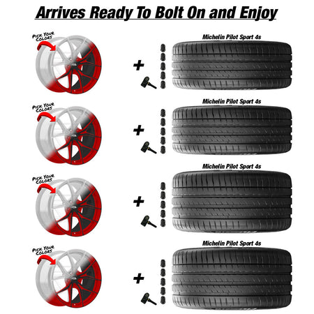C8 Z06 E-Ray Renzo Forgedlite MC6 Custom Finish 20in wheel and Michelin Pilot Sport 4S ZP tire package