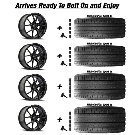 Chevy Corvette C7 Stingray E5 Daytona Gloss Black 19in wheel and Michelin Pilot Sport 4s tire package
