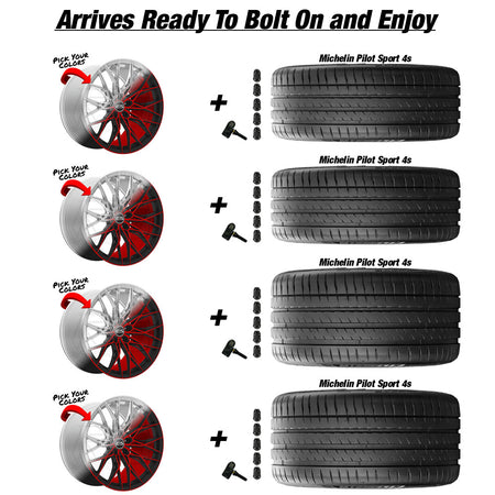 Chevy Corvette C7 Stingray E5 Sebring Custom Finish 19in wheel and Michelin Pilot Sport 4s tire package
