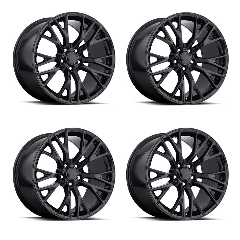 Factory Reproductions FR22 C7 Stingray Corvette 19" Front 20" Rear Wheel and Tire Package - Gloss Black