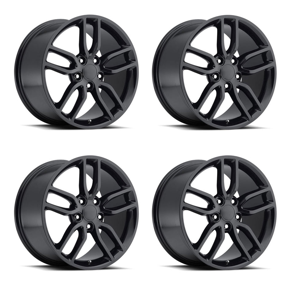 Factory Reproductions FR26 C7 Stingray Corvette 19" Front 20" Rear Wheel and Tire Package - Gloss Black