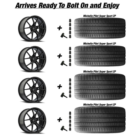 Chevy Corvette C7 Z06 E5 Daytona Gloss Black 19in wheel and Michelin Pilot Super Sport ZP tire package