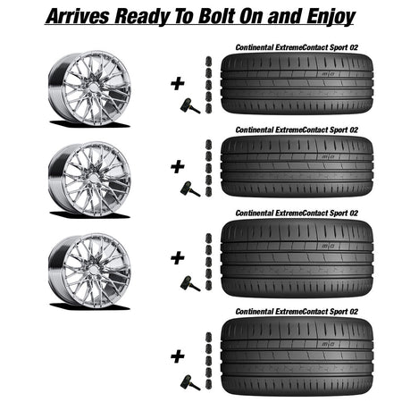 Chevy Corvette C7 Z06 E5 Sebring Chrome 19in wheel and Continental ExtremeContact Sport 02 tire package