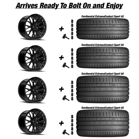 Chevy Corvette C7 Z06 E5 Sebring Gloss Black 19in wheel and Continental ExtremeContact Sport 02 tire package