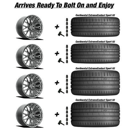 Chevy Corvette C7 Z06 E5 Sebring Titanium Brushed 19in wheel and Continental ExtremeContact Sport 02 tire package