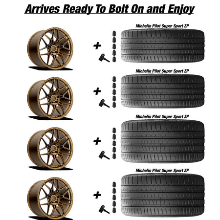 Chevy Corvette C7 Z06 E5 Speedway Bronze Brushed Tint 19in wheel and Michelin Pilot Super Sport ZP tire package