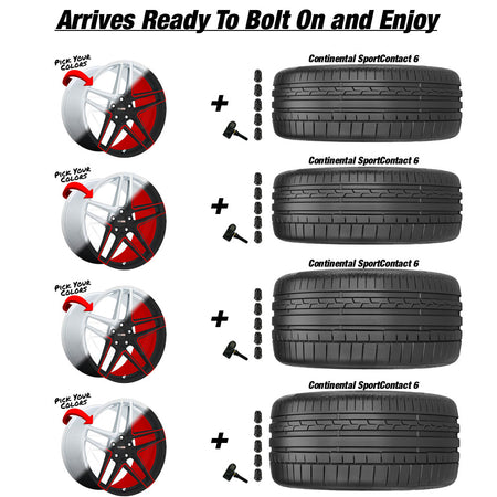 Chevy Corvette C8 Stingray Cray Panthera Custom Finish 20in wheel and Continental Sportcontact 6 tire package