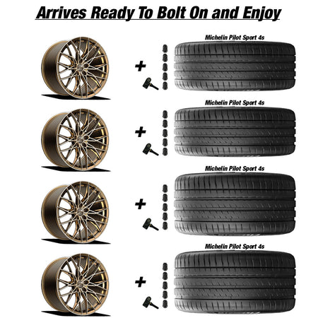 Chevy Corvette C8 Stingray E5 Speedway Bronze Brushed Tint 20in wheel and Michelin Pilot Sport 4S tire package