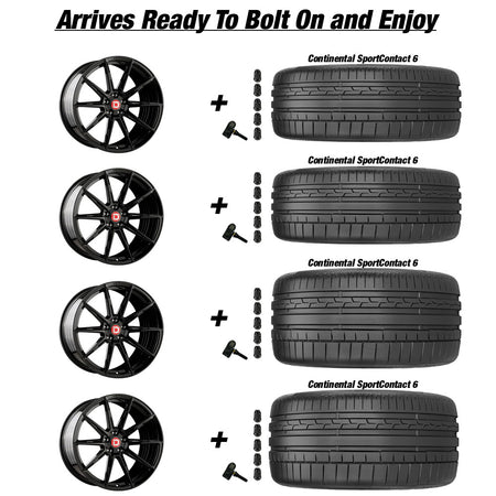 Chevy Corvette C8 Stingray Klassen ID F07R Gloss Black 20in wheel and Continental Sportcontact 6 tire package