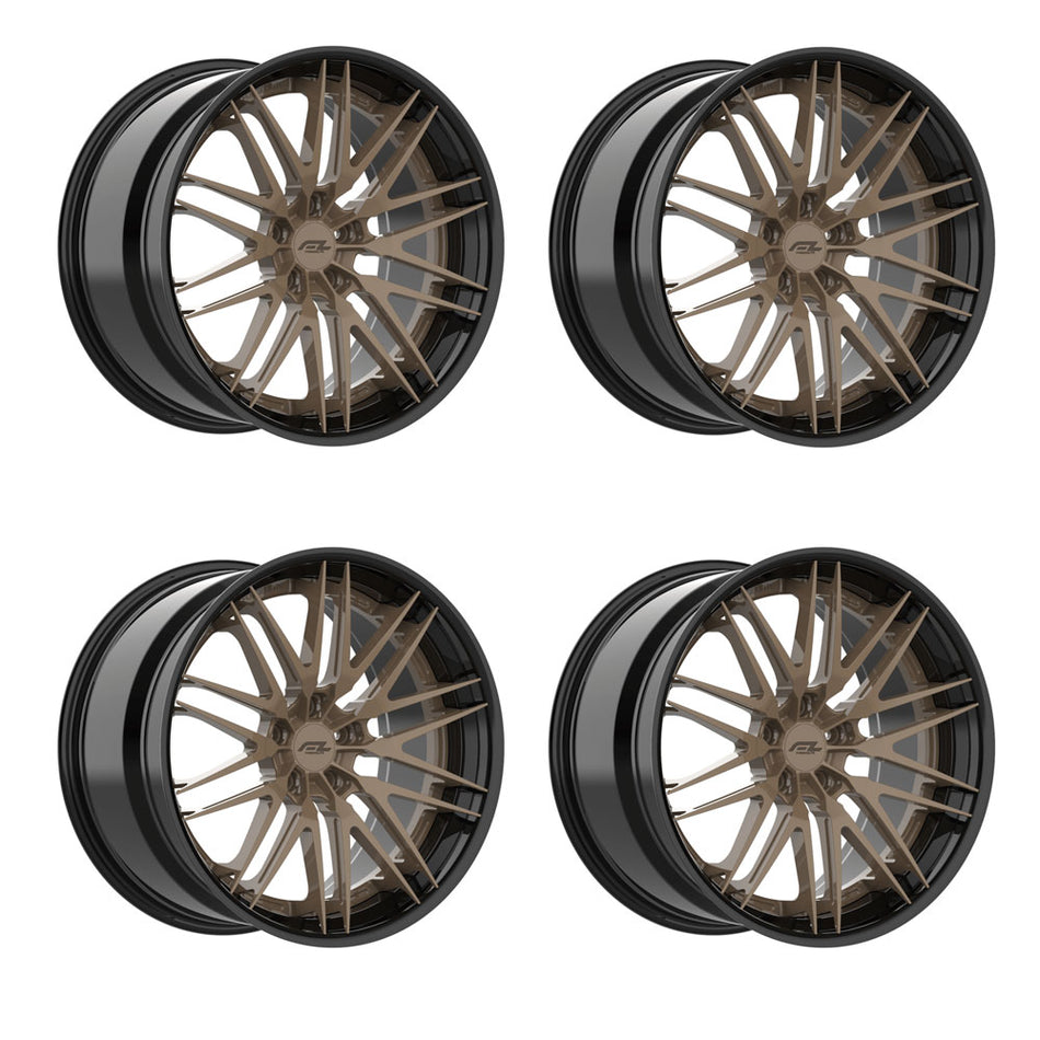 Forgedlite RS15 3pc C8 Corvette 20x9" Front 21x12" Rear Wheel and Tire Package - Bronze w/ Black Lip