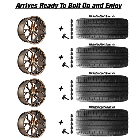 Chevy Corvette C8 Stingray Stance SF10 Brushed Dual Bronze 20in wheel and Michelin Pilot Sport 4S tire package