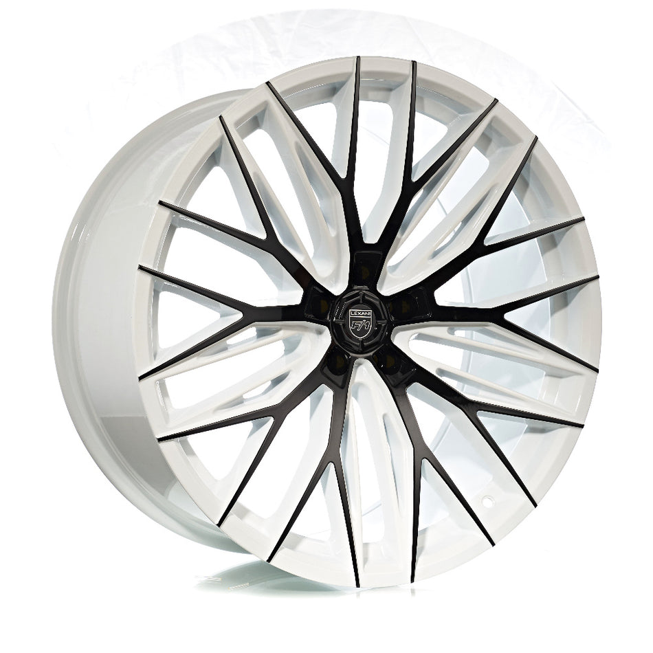Lexani Aries C8 Corvette 20x9" Front 22x10.5" Rear Wheel and Tire Package - White and Black