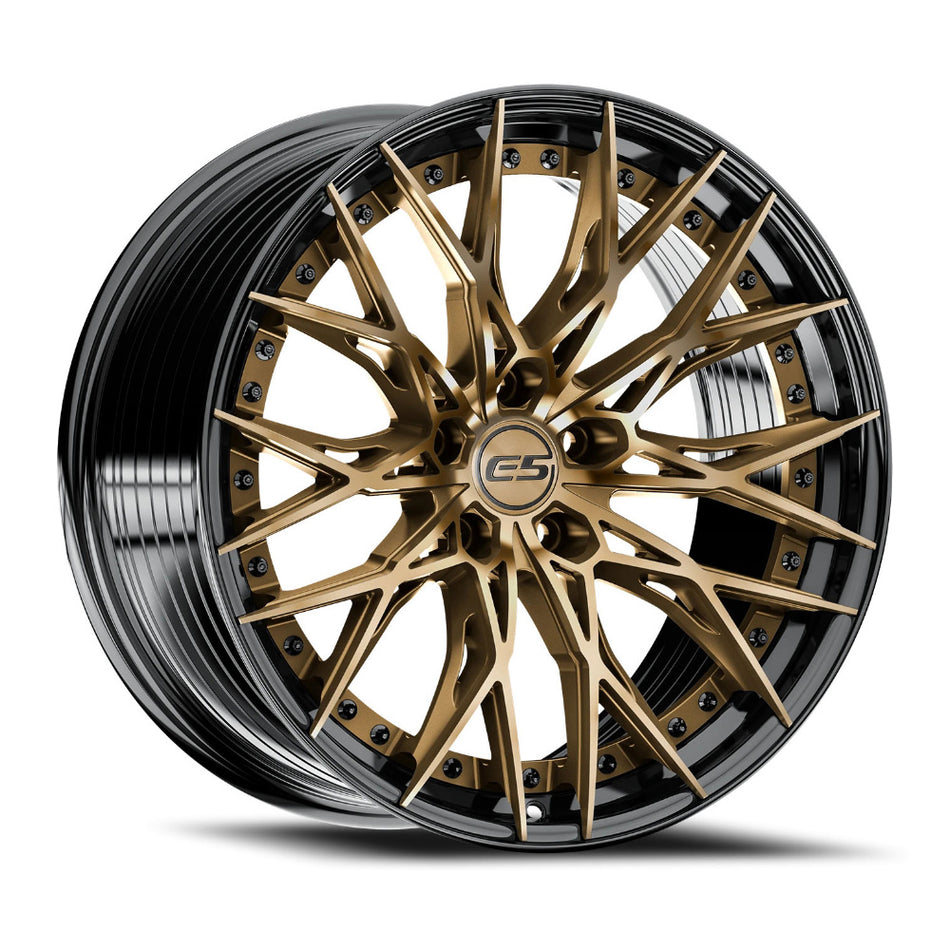 E5 Sebring 2p C8 Corvette 20" Front 21" Rear Wheel and Tire Package - Bronze w/Gloss Black Lip