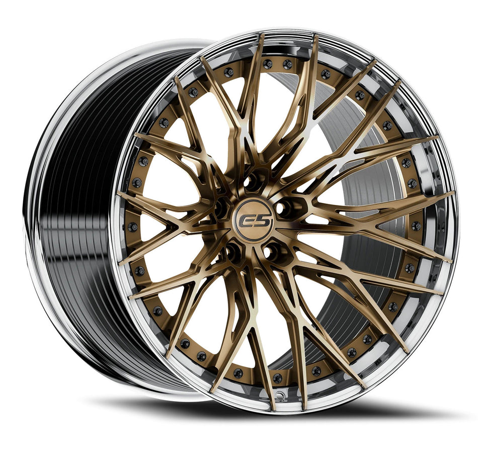 E5 Sebring 2p C8 Corvette 19" Front 20" Rear Wheel and Tire Package - Bronze w/ Polished Lip
