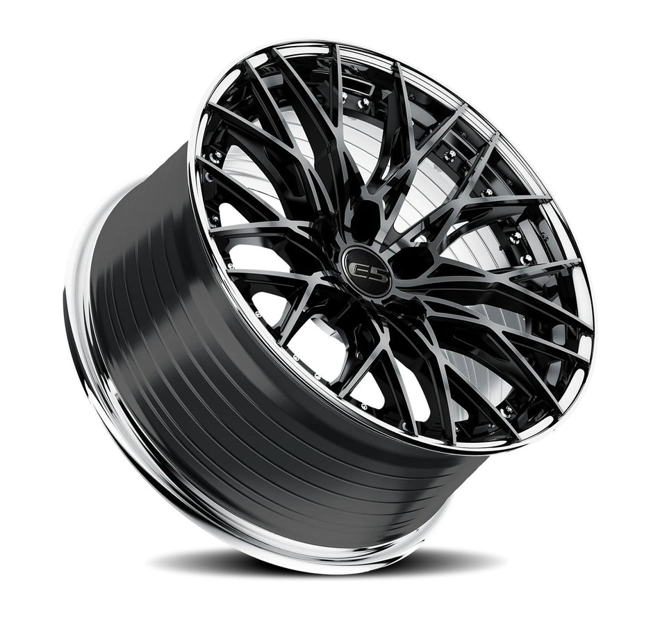 E5 Sebring 2p C8 Corvette 19" Front 20" Rear Wheel and Tire Package - Gloss Black w/Polished LIp