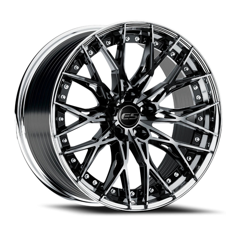 E5 Sebring 2p C8 Corvette 20" Front 21" Rear Wheel and Tire Package - Gloss Black w/Polished Lip
