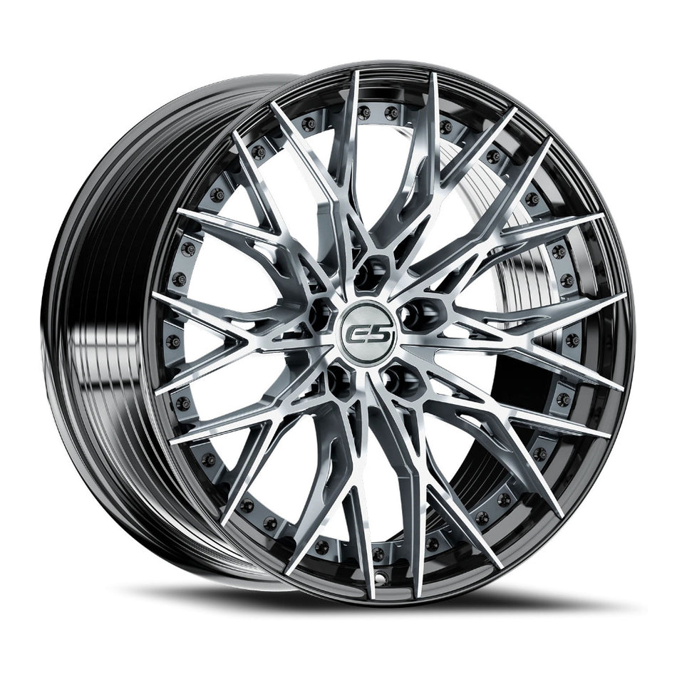 E5 Sebring 2p C8 Corvette 20" Front 21" Rear Wheel and Tire Package - Titanium w/Gloss Black Lip