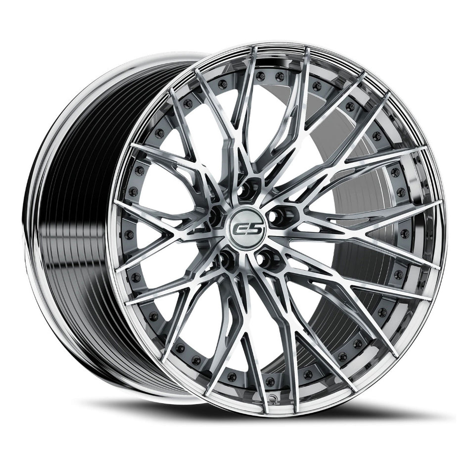 E5 Sebring 2p C8 Corvette 20" Front 21" Rear Wheel and Tire Package - Titanium w/Polished Lip