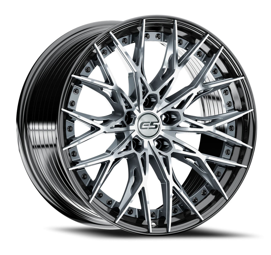 E5 Sebring 2p C8 Corvette 19" Front 20" Rear Wheel and Tire Package - Titanium w/ Black Lip