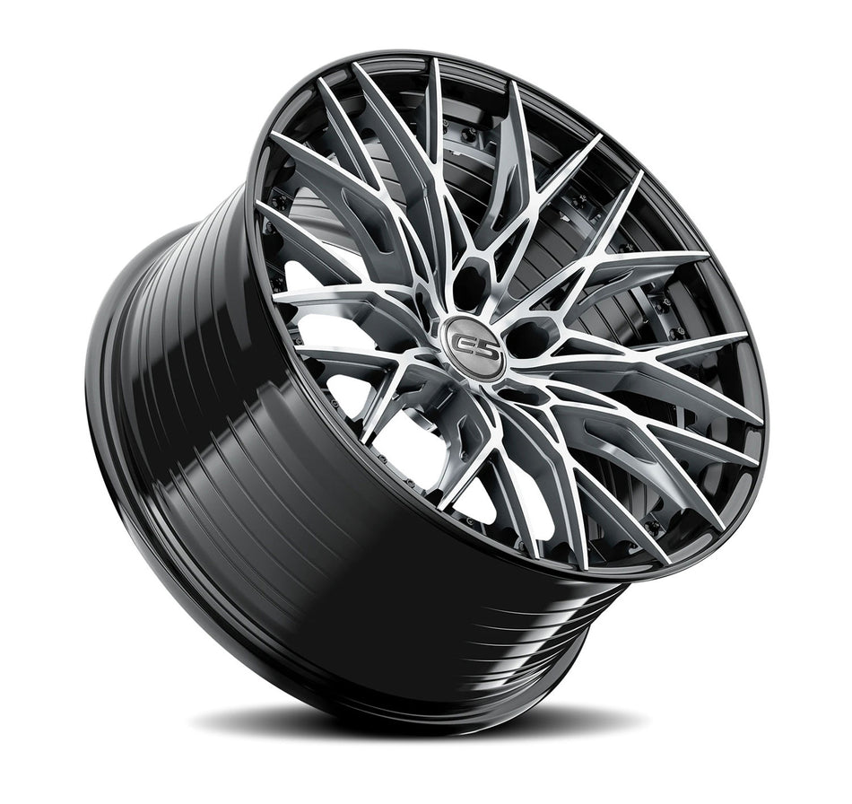 E5 Sebring 2p C8 Corvette 19" Front 20" Rear Wheel and Tire Package - Titanium w/ Black Lip
