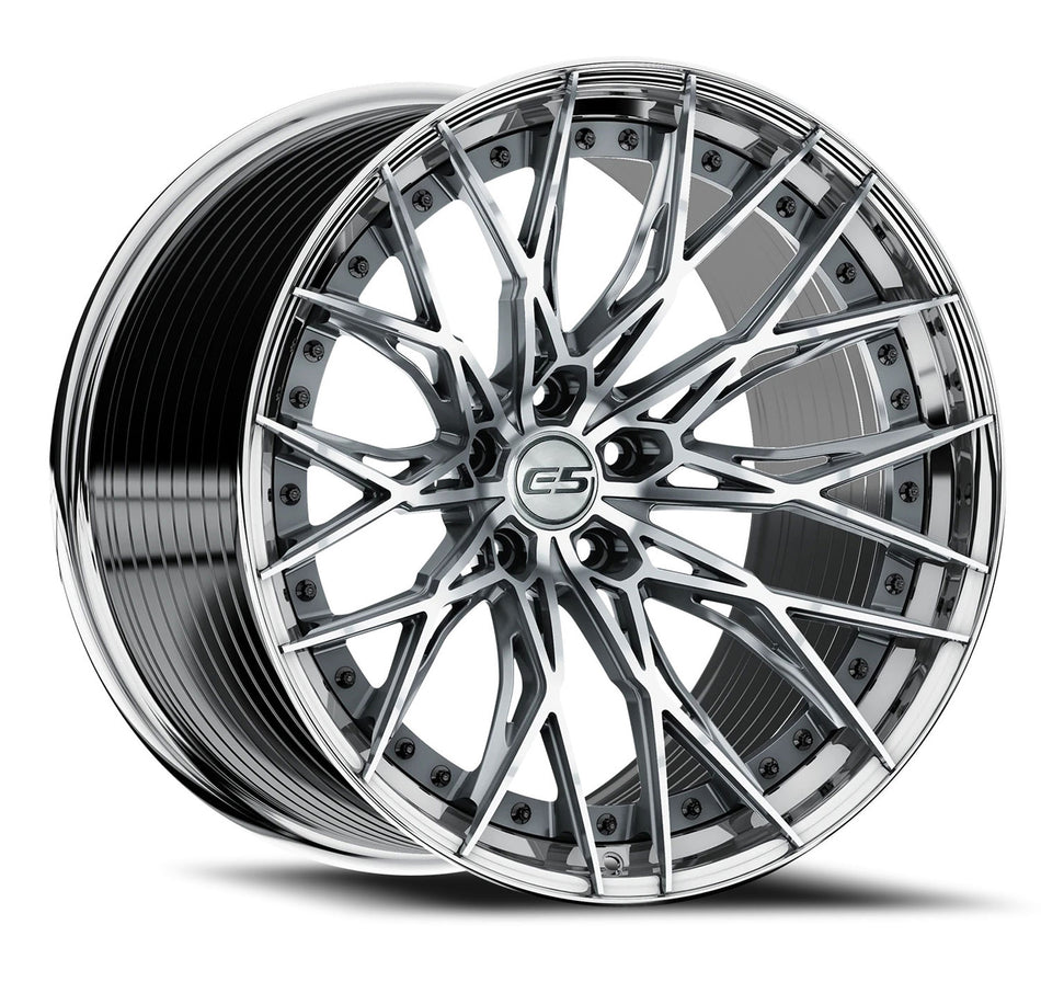 E5 Sebring 2p C8 Corvette 19" Front 20" Rear Wheel and Tire Package - Titanium w/ Polished Lip