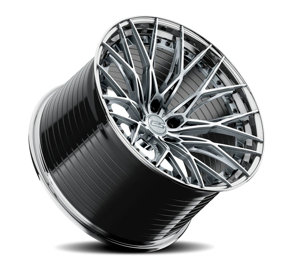 E5 Sebring 2P C8 Corvette Z06 20x10" Front 21x13" Rear Wheel and Tire Package - Titanium w/Polished Lip