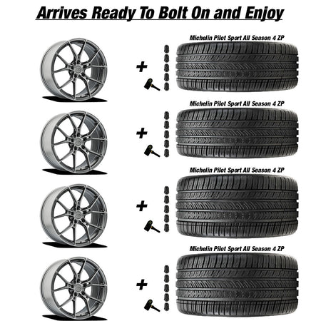 E5 Daytona Titanium Brushed Corvette C8 Michelin Pilot Sport 4 All Season ZP Wheel and Tire Package
