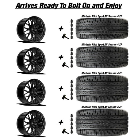 E5 Sebring Gloss Black Corvette C8 Michelin Pilot Sport 4 All Season ZP Wheel and Tire Package