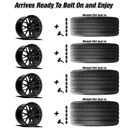 E5 Sebring Gloss Black Corvette C8 Michelin Pilot Sport 4s Wheel and Tire Package