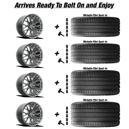 E5 Sebring Titanium Brushed Corvette C8 Michelin Pilot Sport 4s Wheel and Tire Package