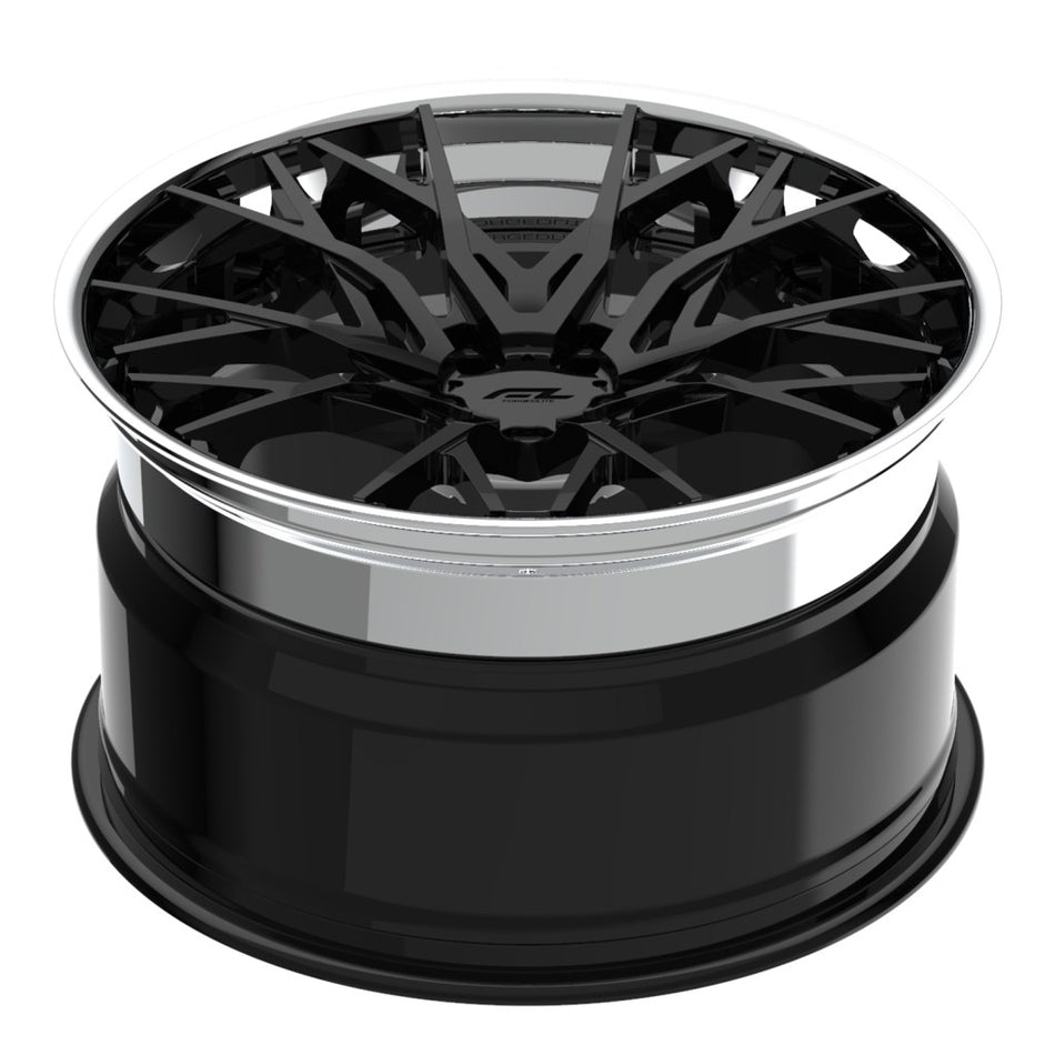 Forgedlite RS20 3pc C8 Corvette 20x9" Front 21x12" Rear Wheel and Tire Package - Gloss Black w/ Chrome Lip