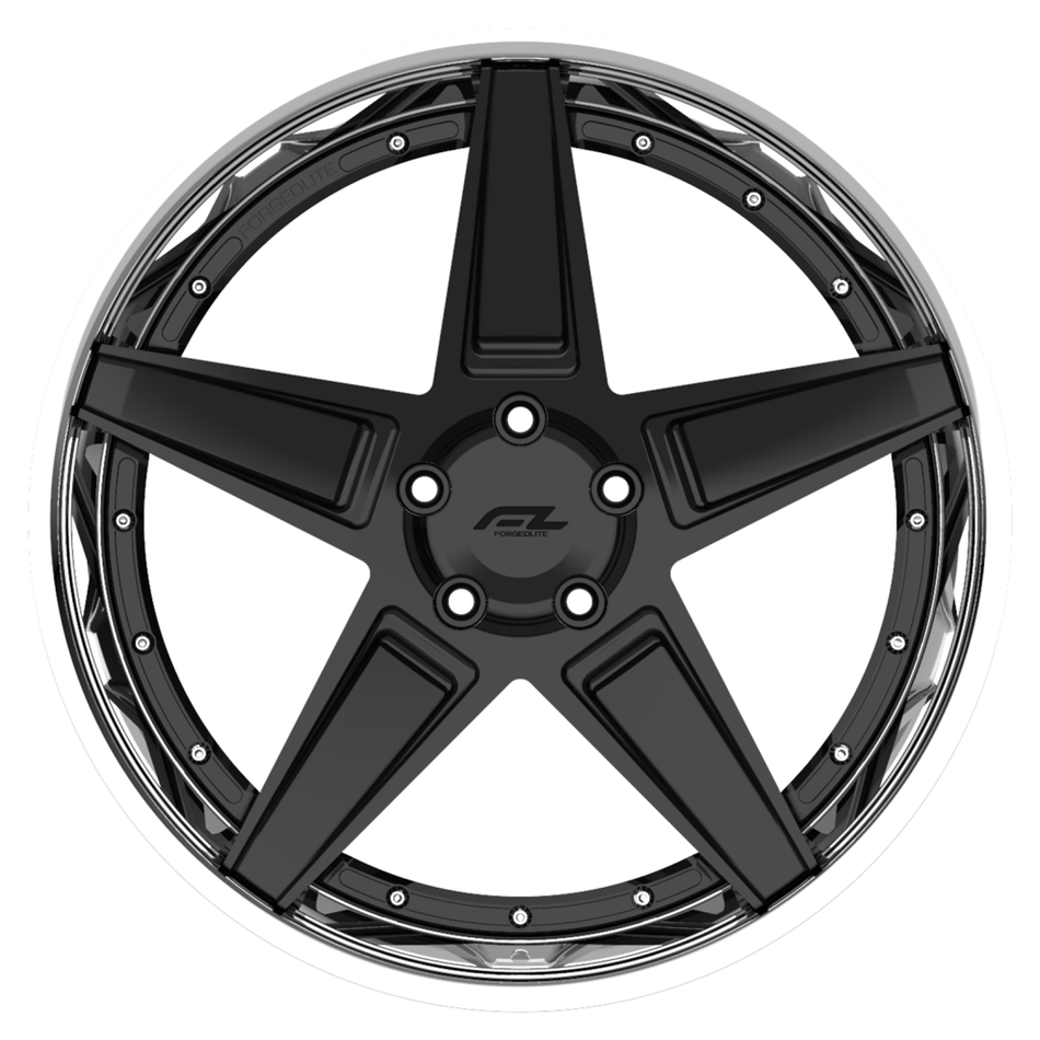 Forgedlite RS3 3pc C8 Corvette 20x9" Front 21x12" Rear Wheel and Tire Package - Gloss Black w/Chrome Lip