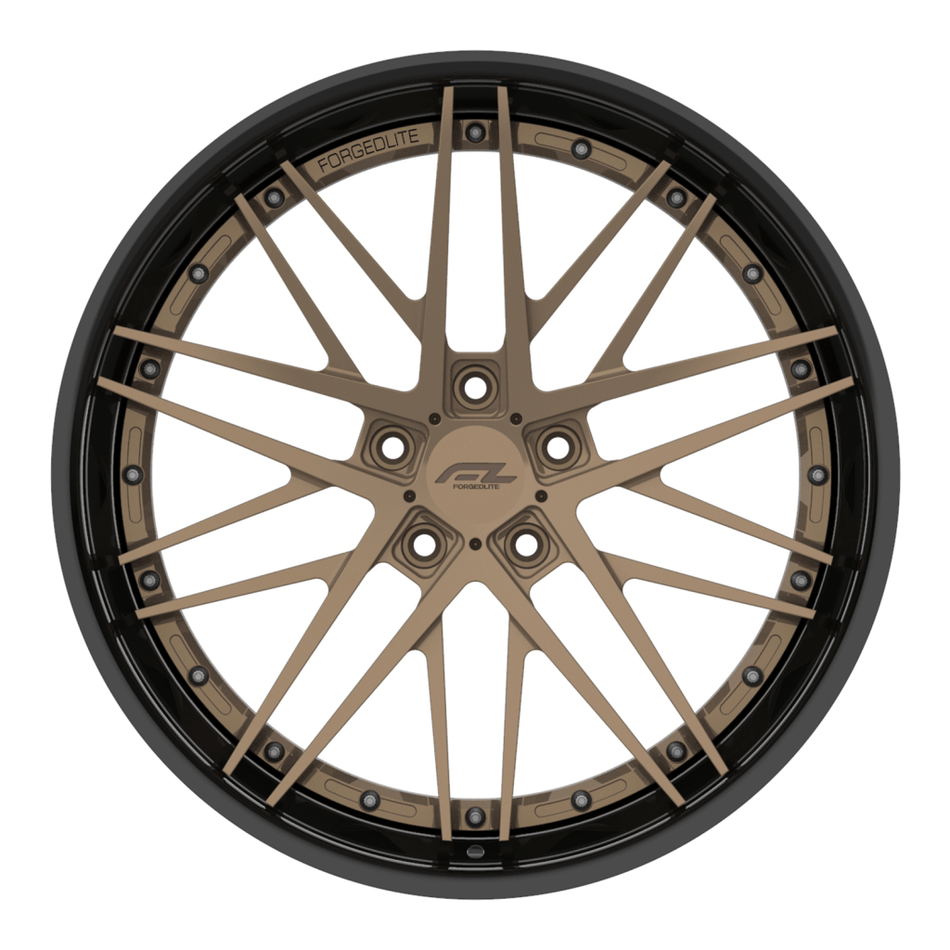 Forgedlite RS7 3pc C8 Corvette 20x9" Front 21x12" Rear Wheel and Tire Package - Bronze w/ Black Lip