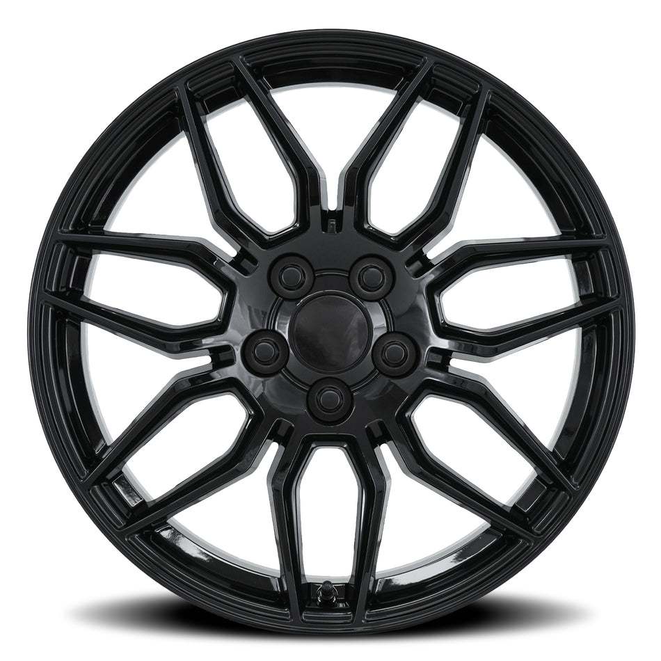 Factory Reproductions FR401F C8 Corvette 19" Front 20" Rear Wheel and Tire Package - Gloss Black