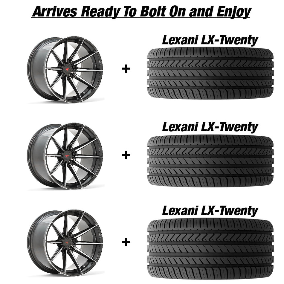 Ferrada FR10 Slingshot 20" Front 22" Rear Wheel and Tire Package - Graphite Machine